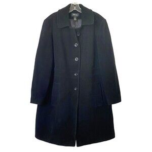 Style and Co Women Single Breasted Pea Coat Plus Size 18W Black Mid Length Flaw